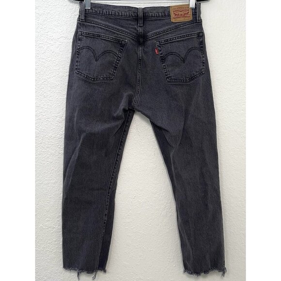 LEVI'S 501 Womens 30x26 Gray Denim Raw Hem Cropped Button-Fly JEANS EUC - Picture 2 of 7